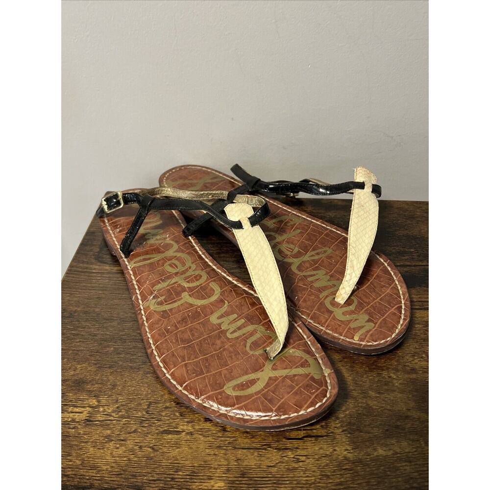 Sam Edelman Sandal Womens 8M Flat Thong Leather Ankle Strap Gigi Cruise, Beach